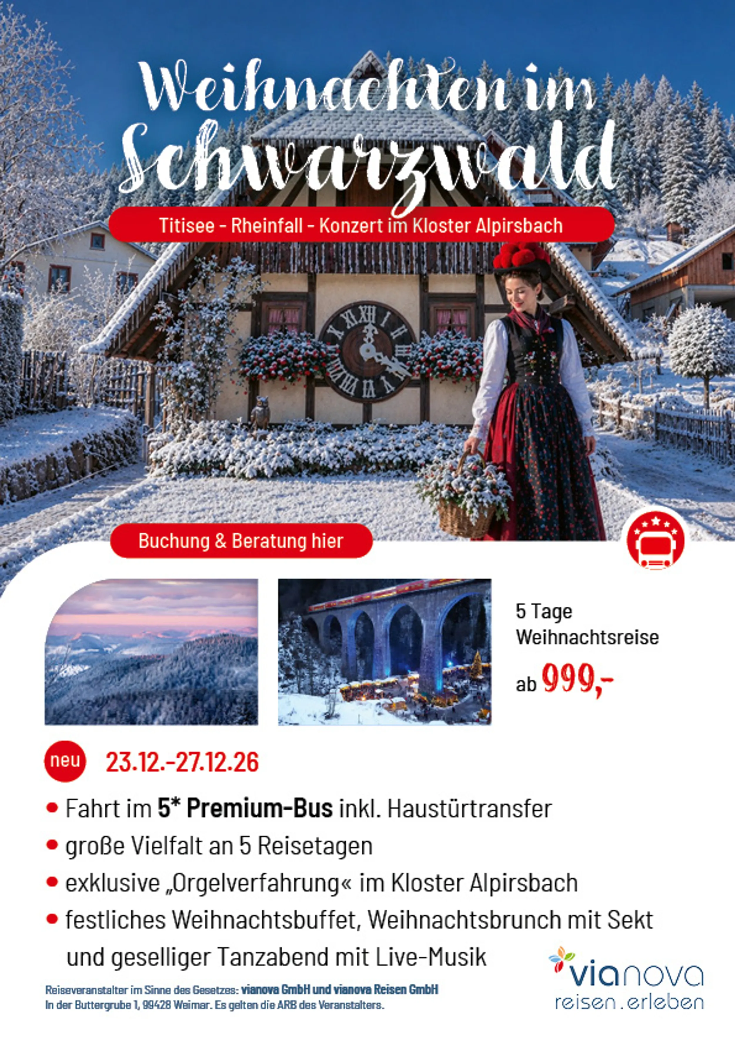 Schwarzwaldhaus Winter Frau Bollenhut
