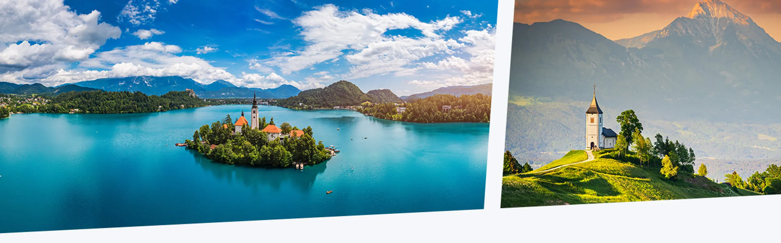 Landschaft Bleder See und Berge in Slowenien