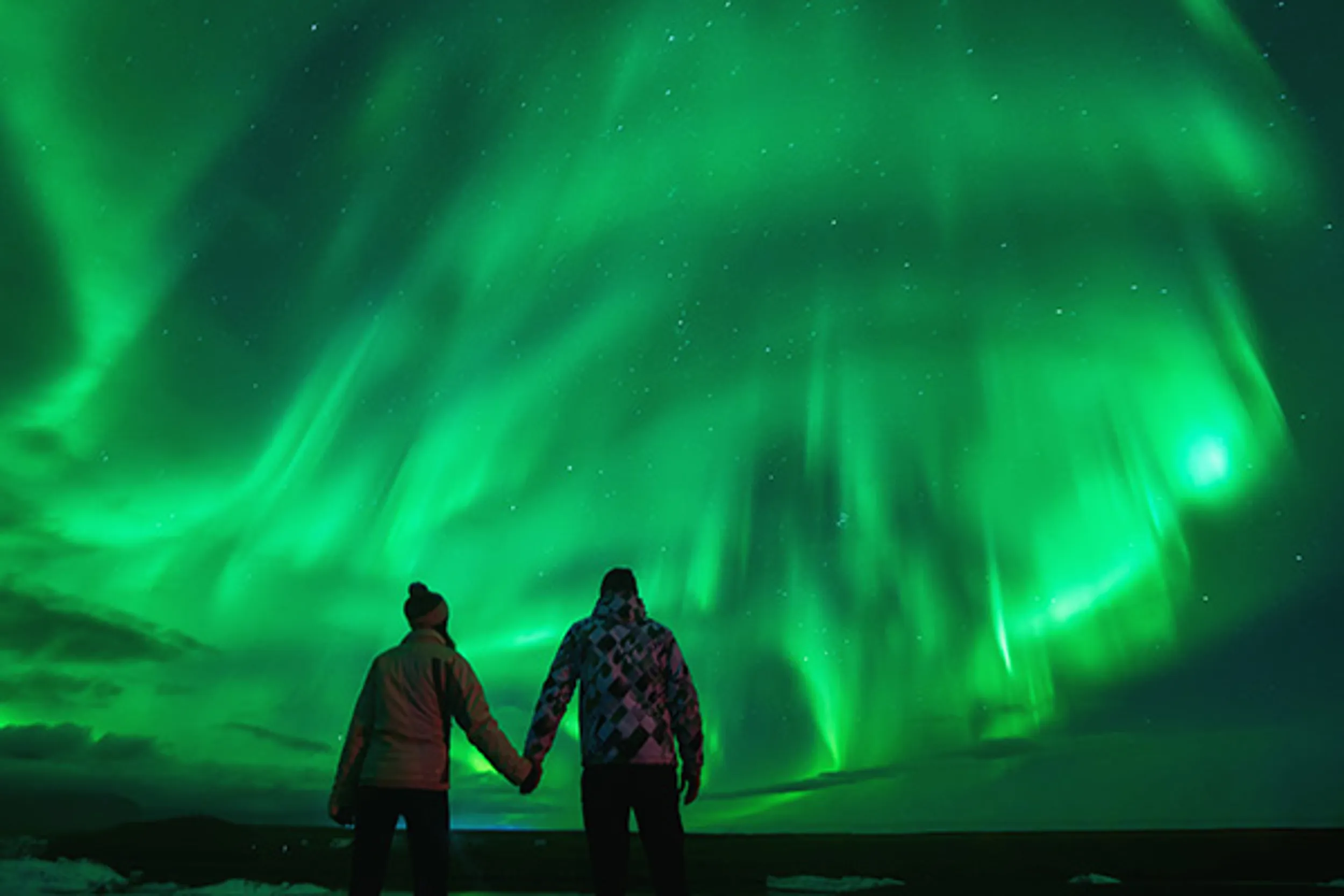 Polarlichter Paar über Finnland