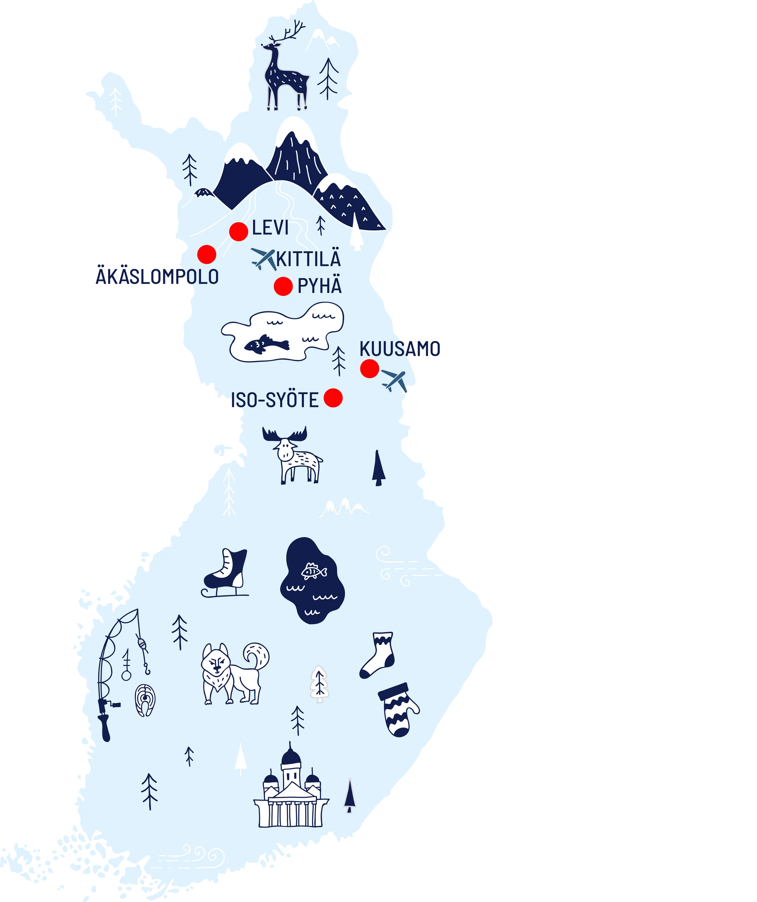 illustrierte Karte von Finnland