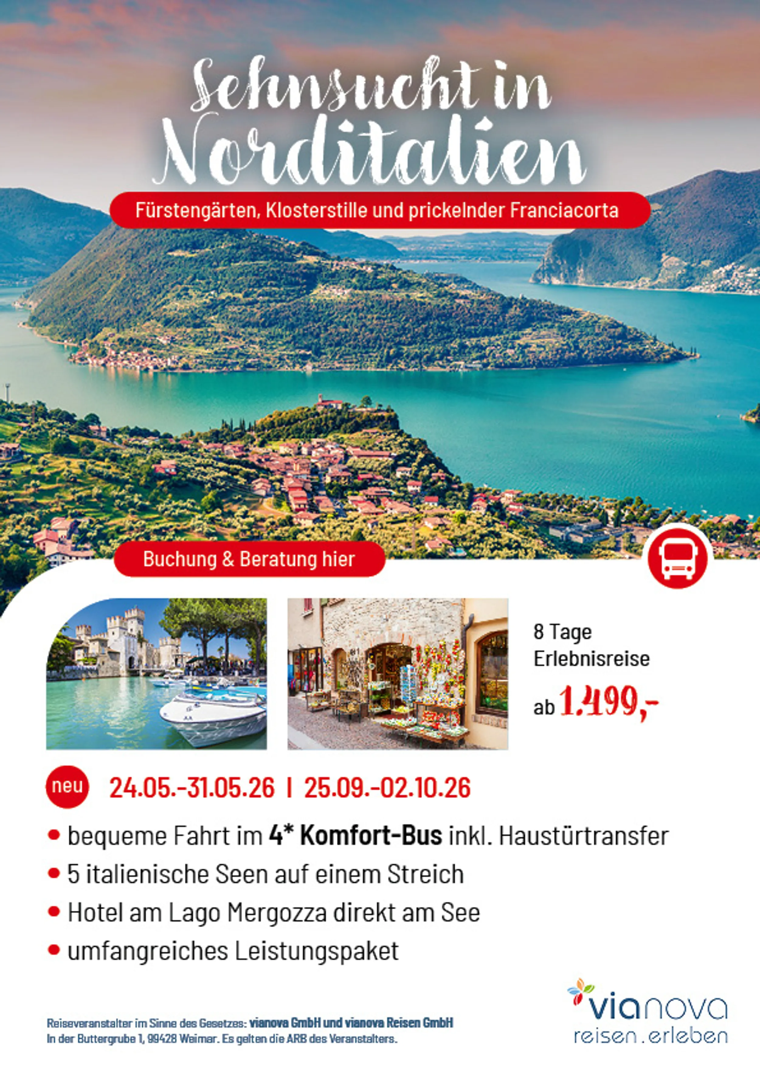 Iseosee Flyer Reise Iseosee, Sirmione am Gardasee und Norditalien Flyer Reise