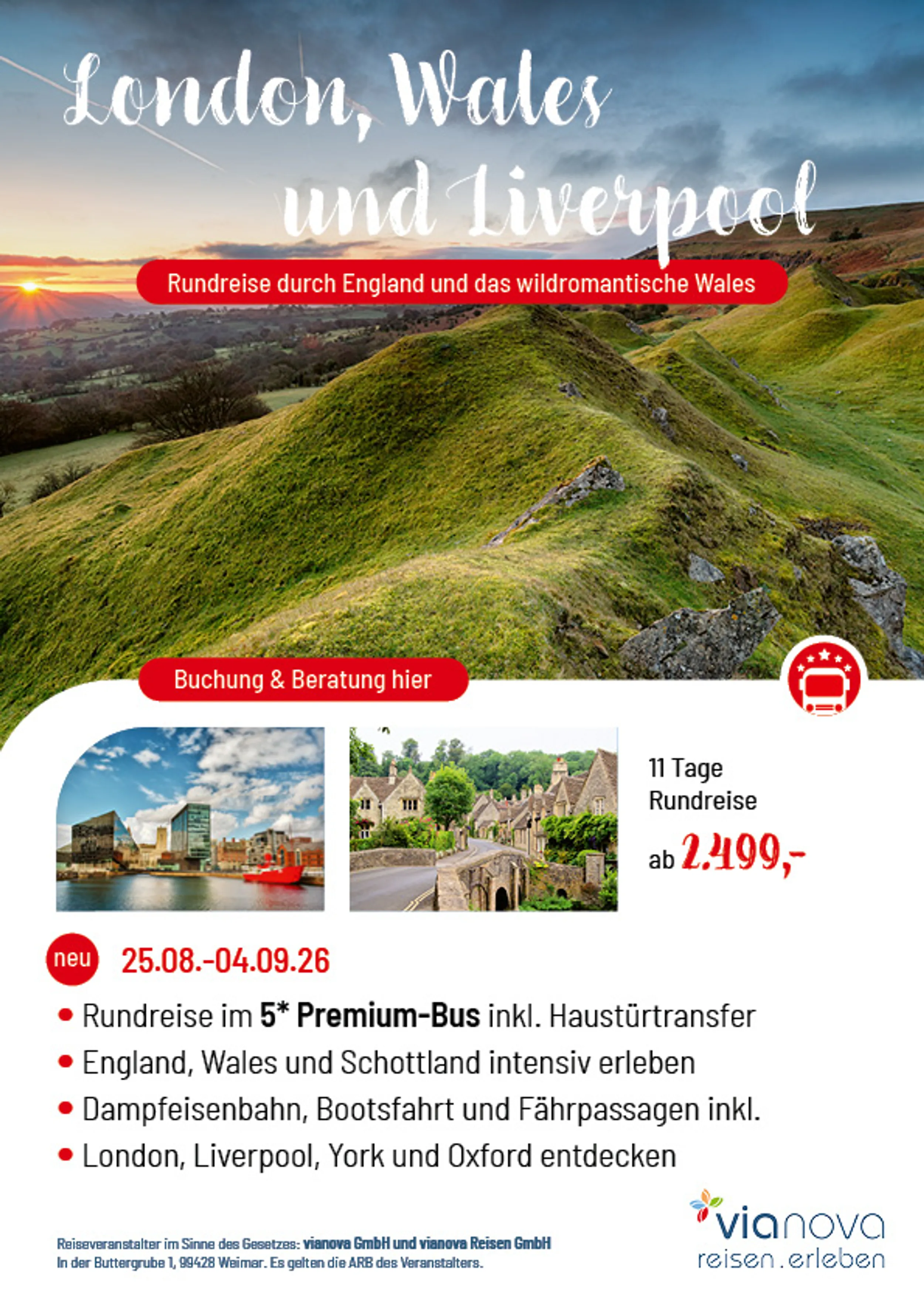 London Wales Liverpool Wales Liverpool Brecon Nationalpark Flyer Reise