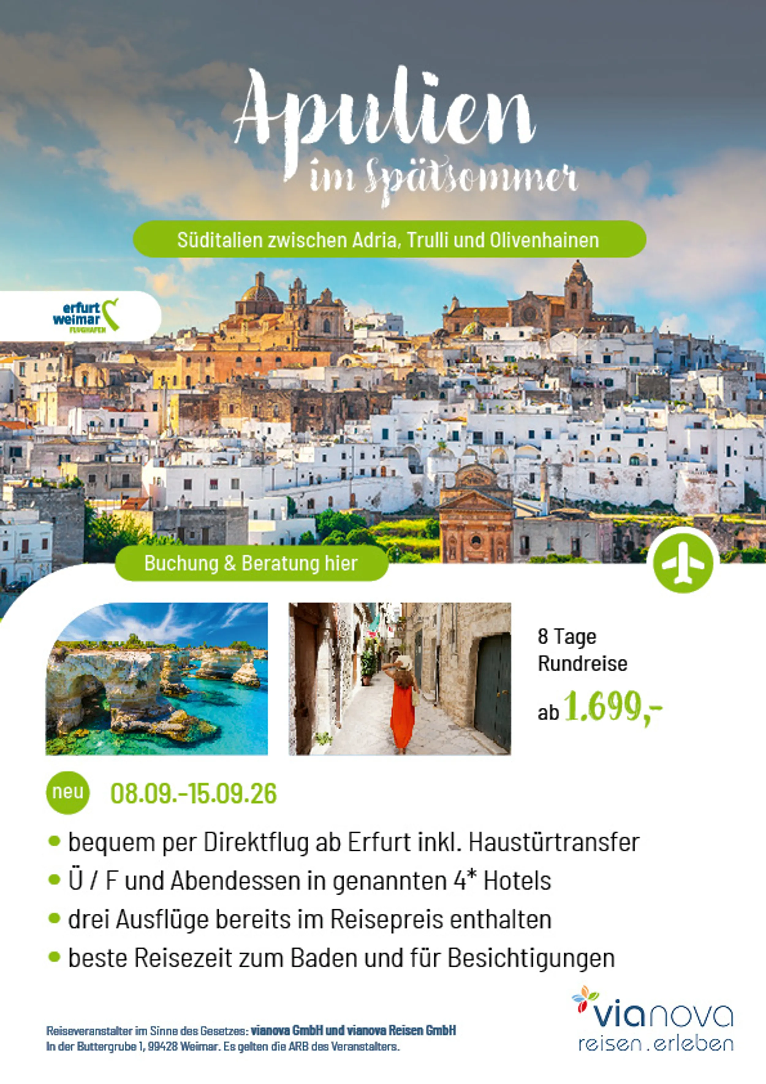 Flugreise Apulien Standort direkt ab Erfurt