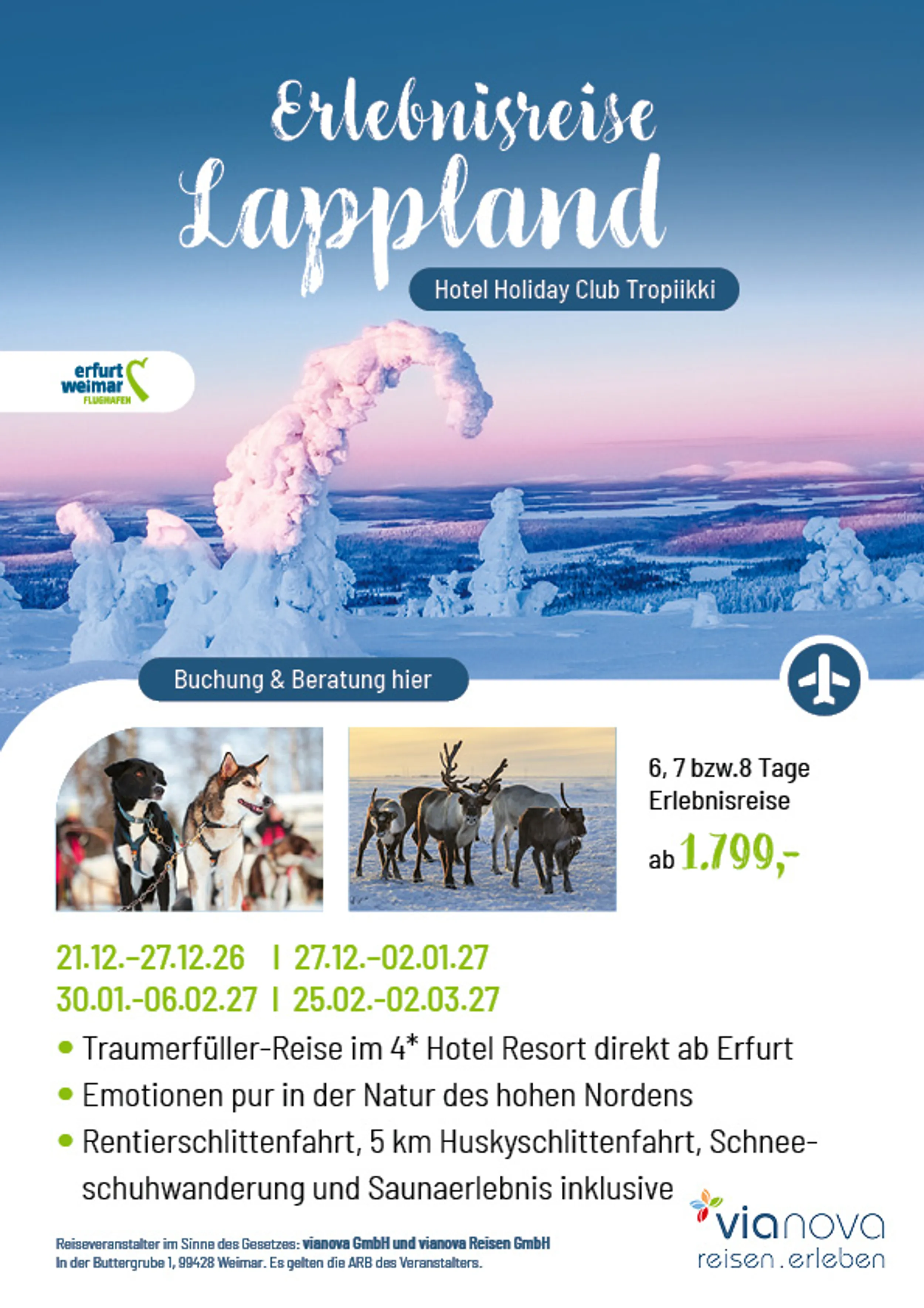 Erlebnisreise Lappland im Winter direkt ab Erfurt