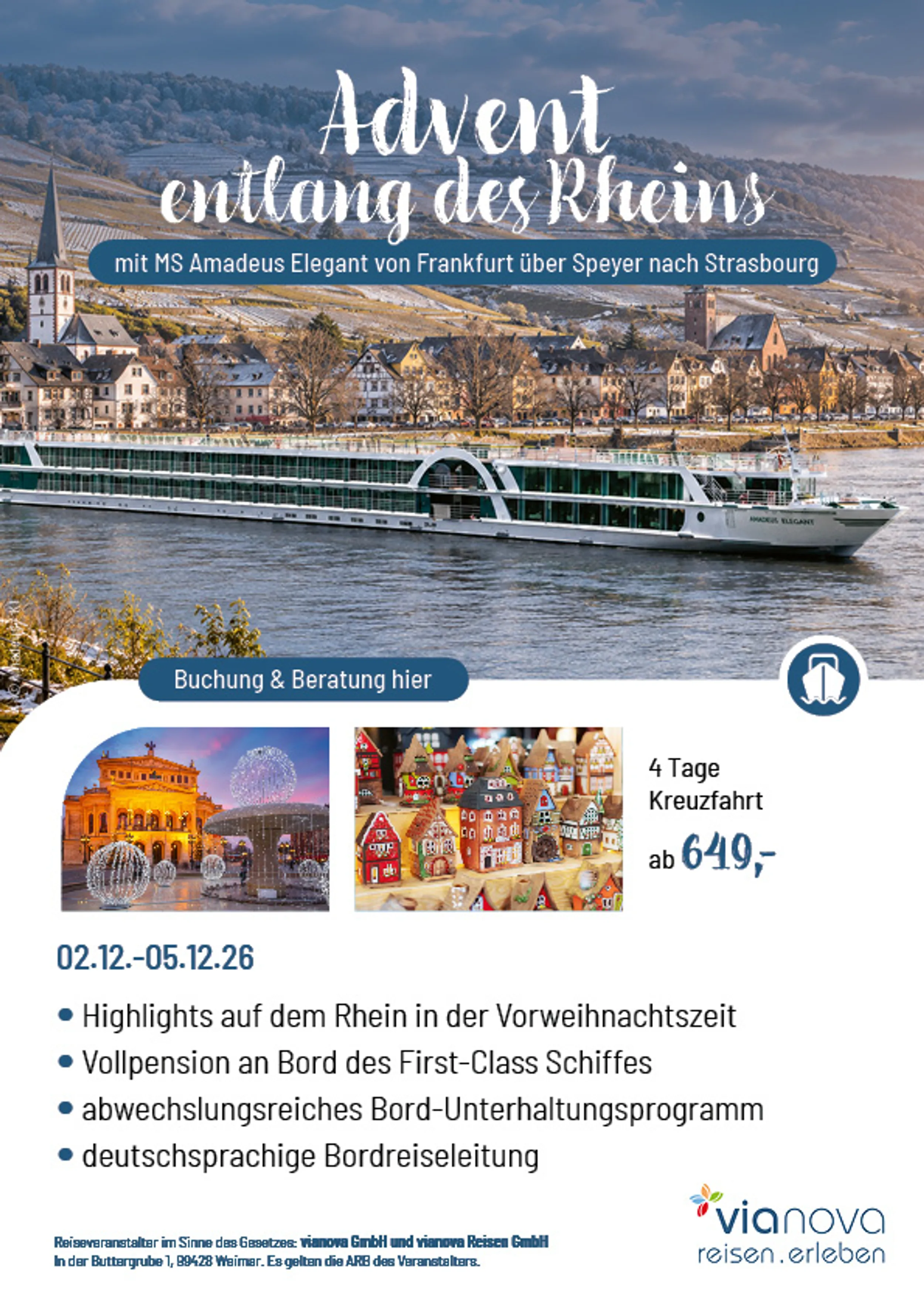 Flyer MS Amadeus Elegant Advent Rhein Frankfurt Strasbourg Speyer Flyer MS Amadeus Elegant Advent Rhein Frankfurt Strasbourg Speyer