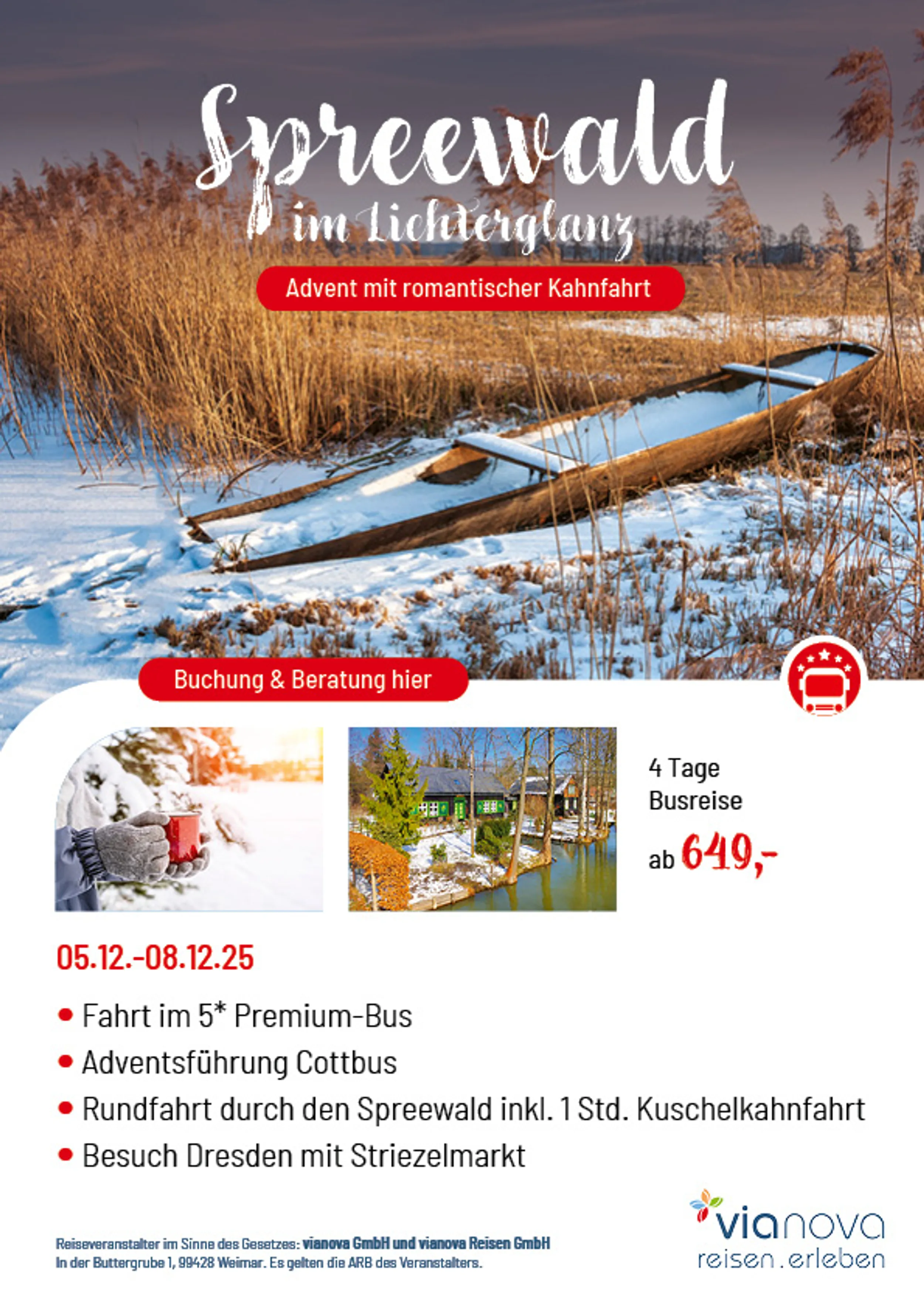 Spreewald Kahn Schnee Fluss Schilf