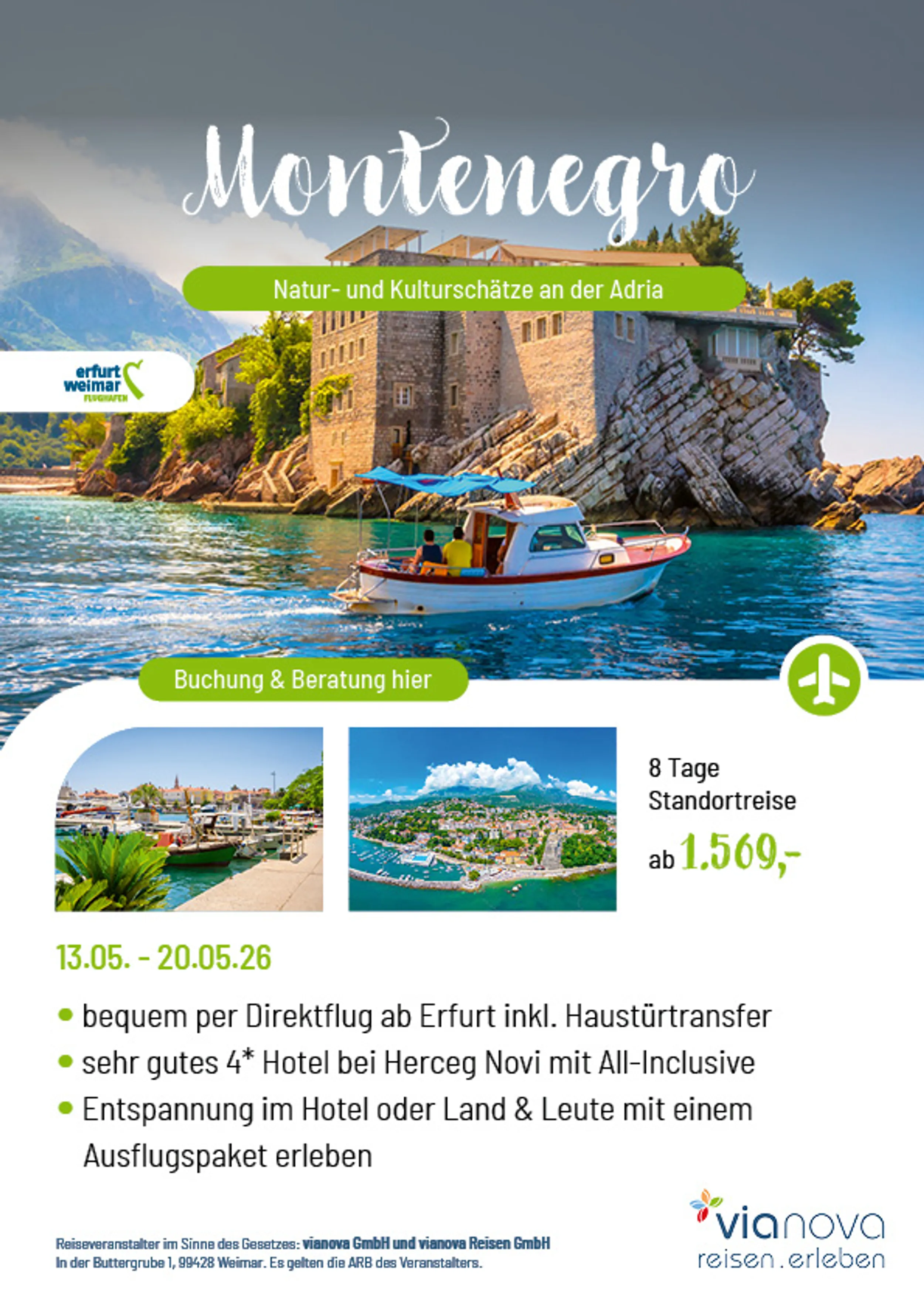 Standortreise Montenegro ab Erfurt