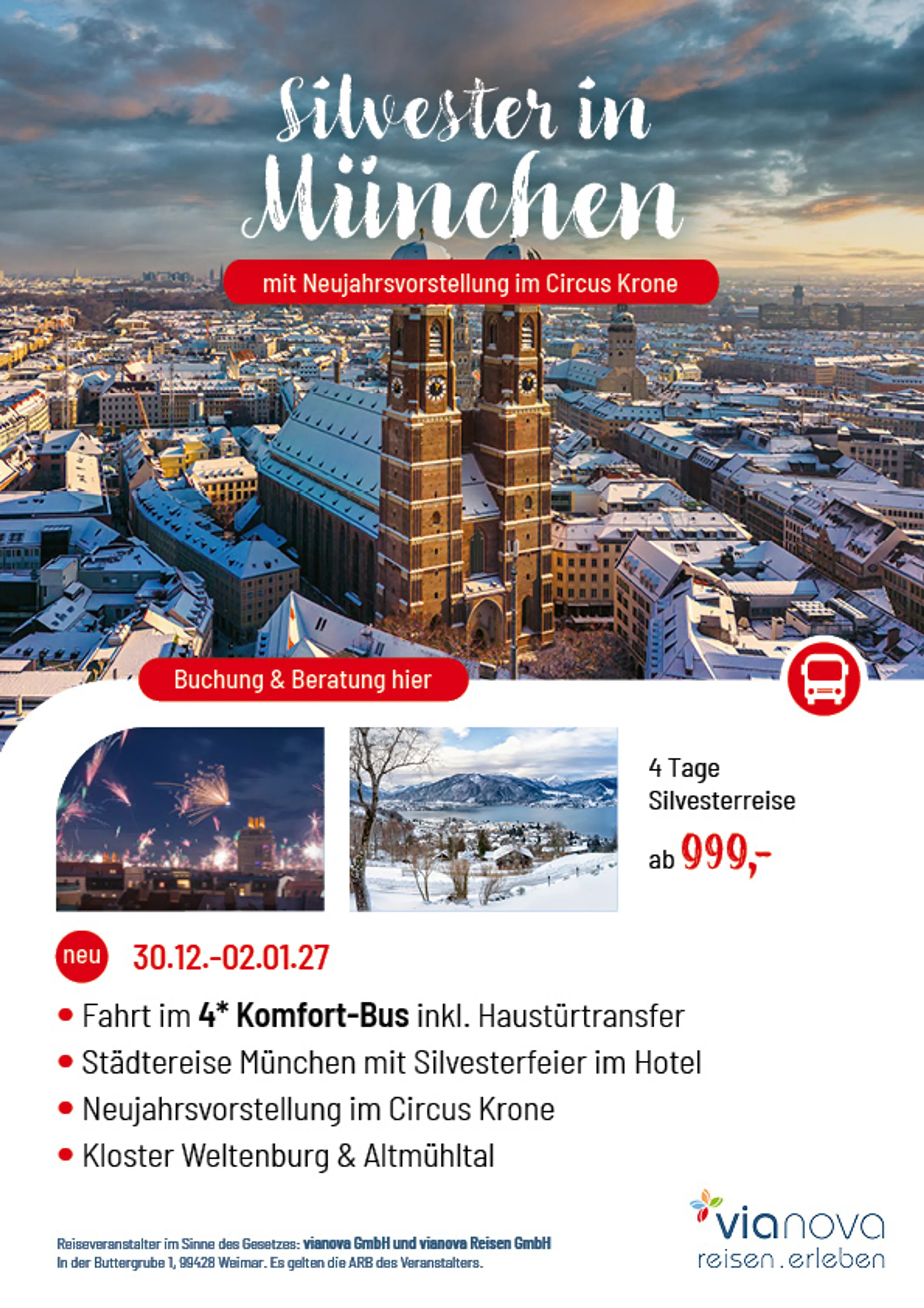 Blick über München Winter tiefstehende Sonne