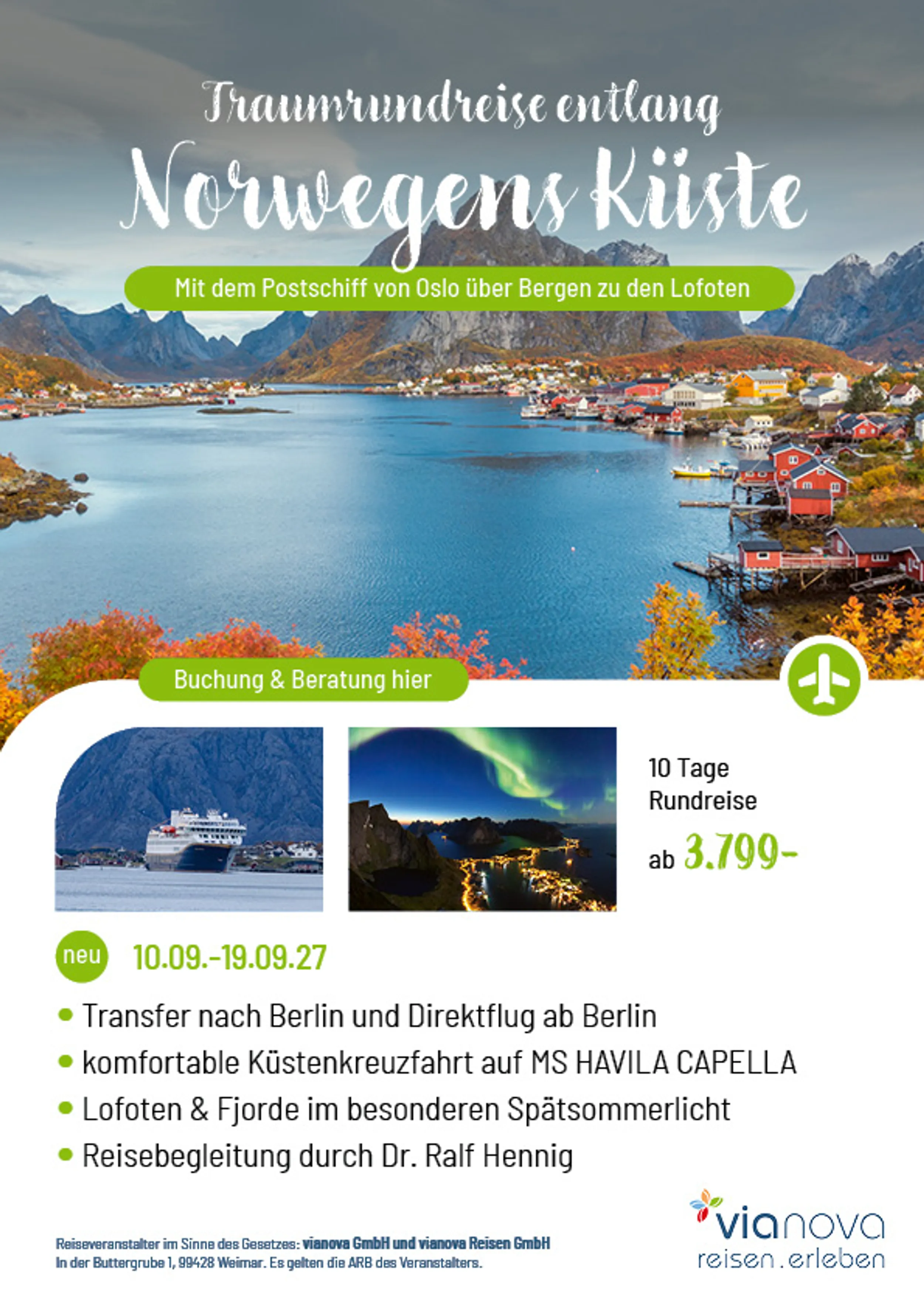 Herbst Lofoten Polarlichter MS Havila