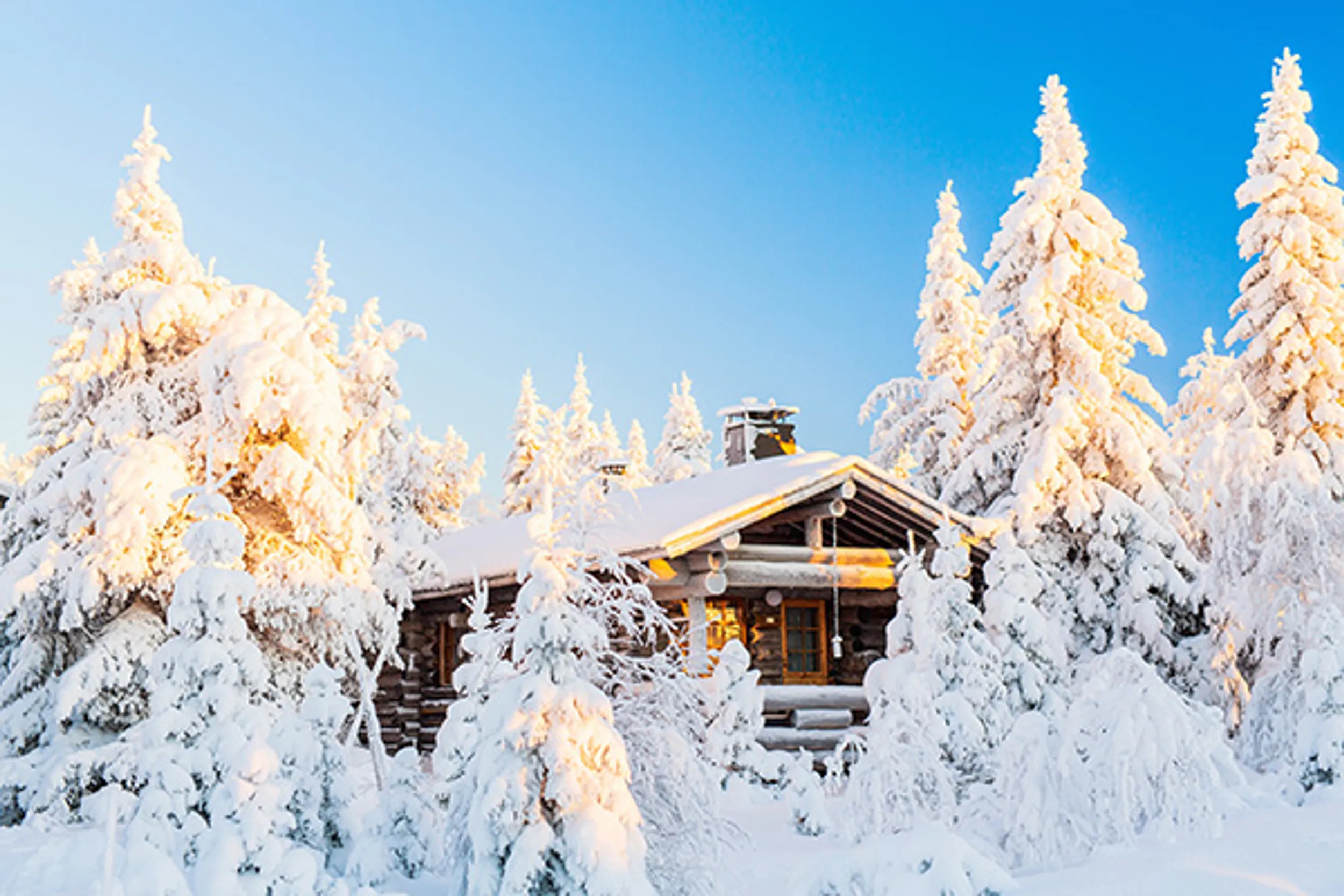 Blockhütten Urlaub im Winter in Finnland