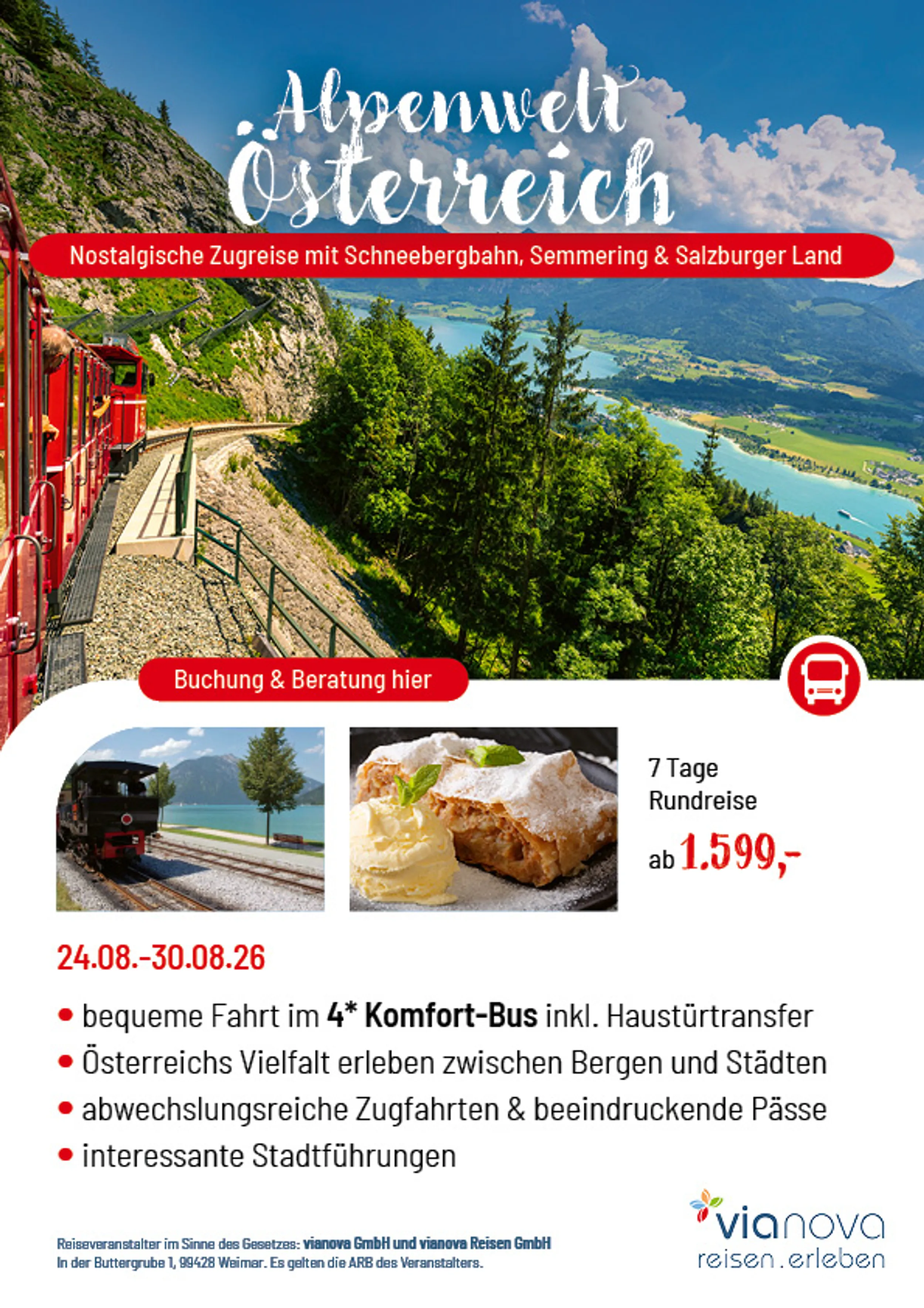 Schafberg Bahnen Österreich Flyer Reise Achensee, Schafberg und Köstlichkeiten Flyer Reise