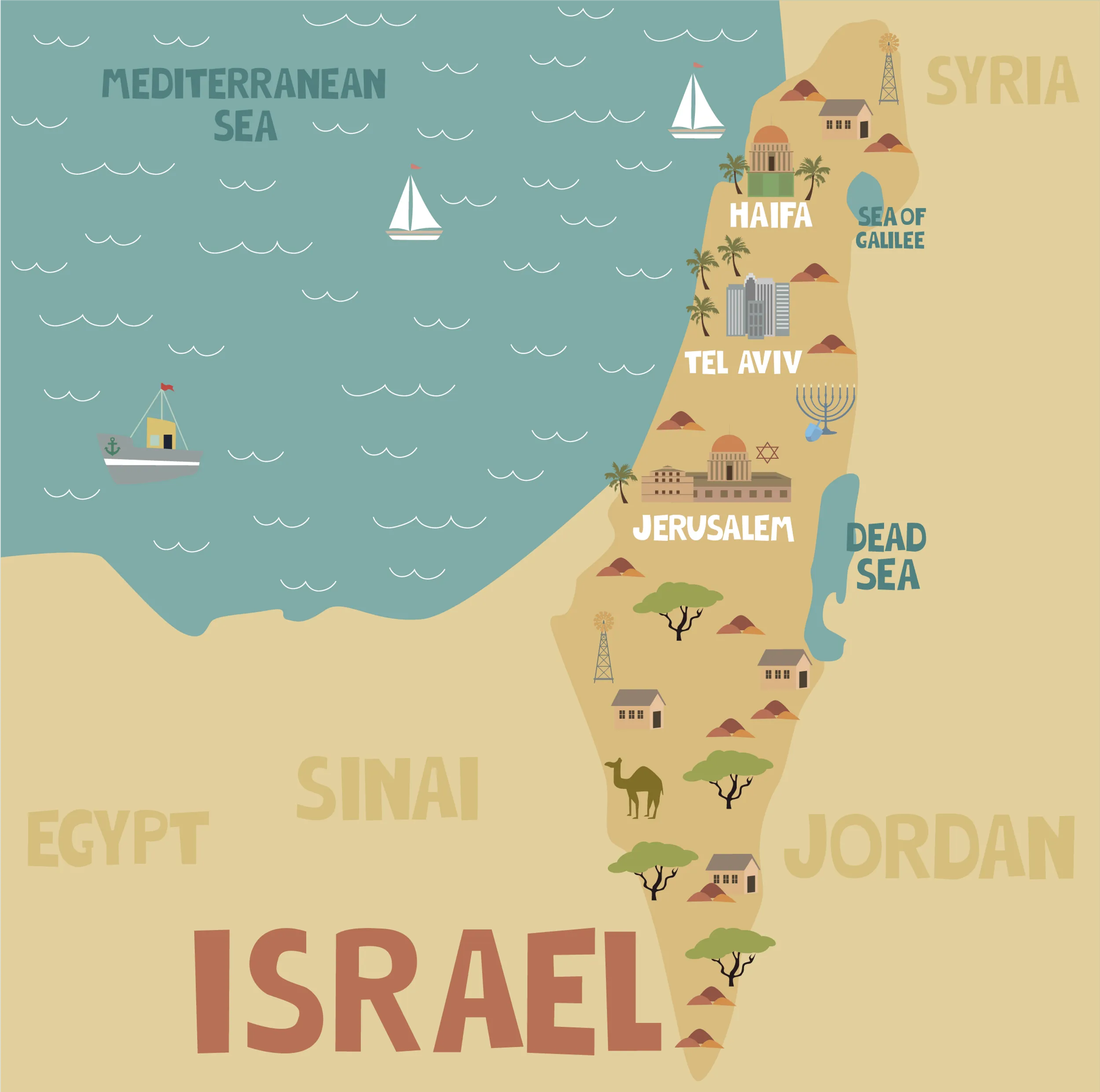illustrierte Karte von Israel