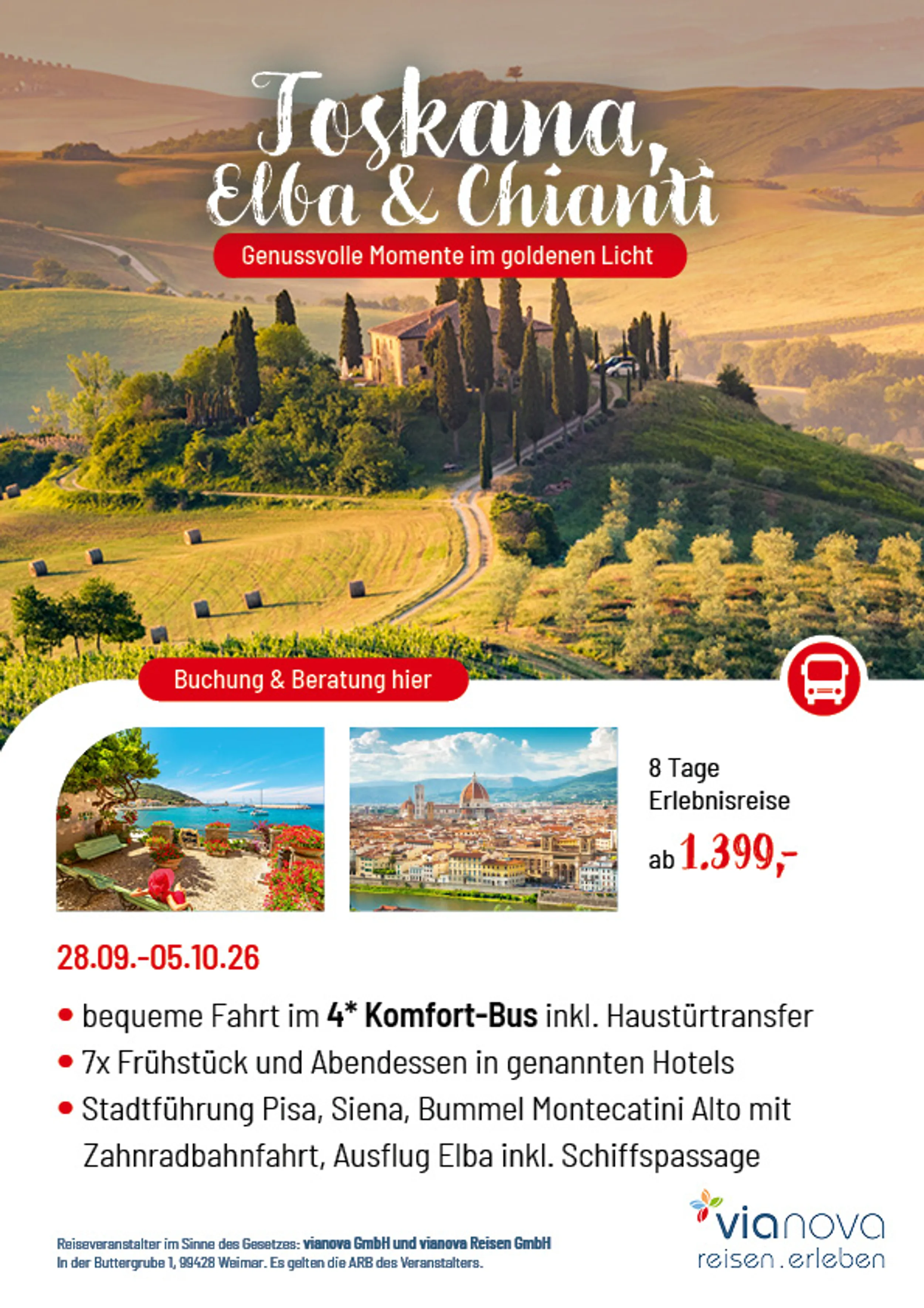 Blick Toskana, Florenz, Stand auf Elba