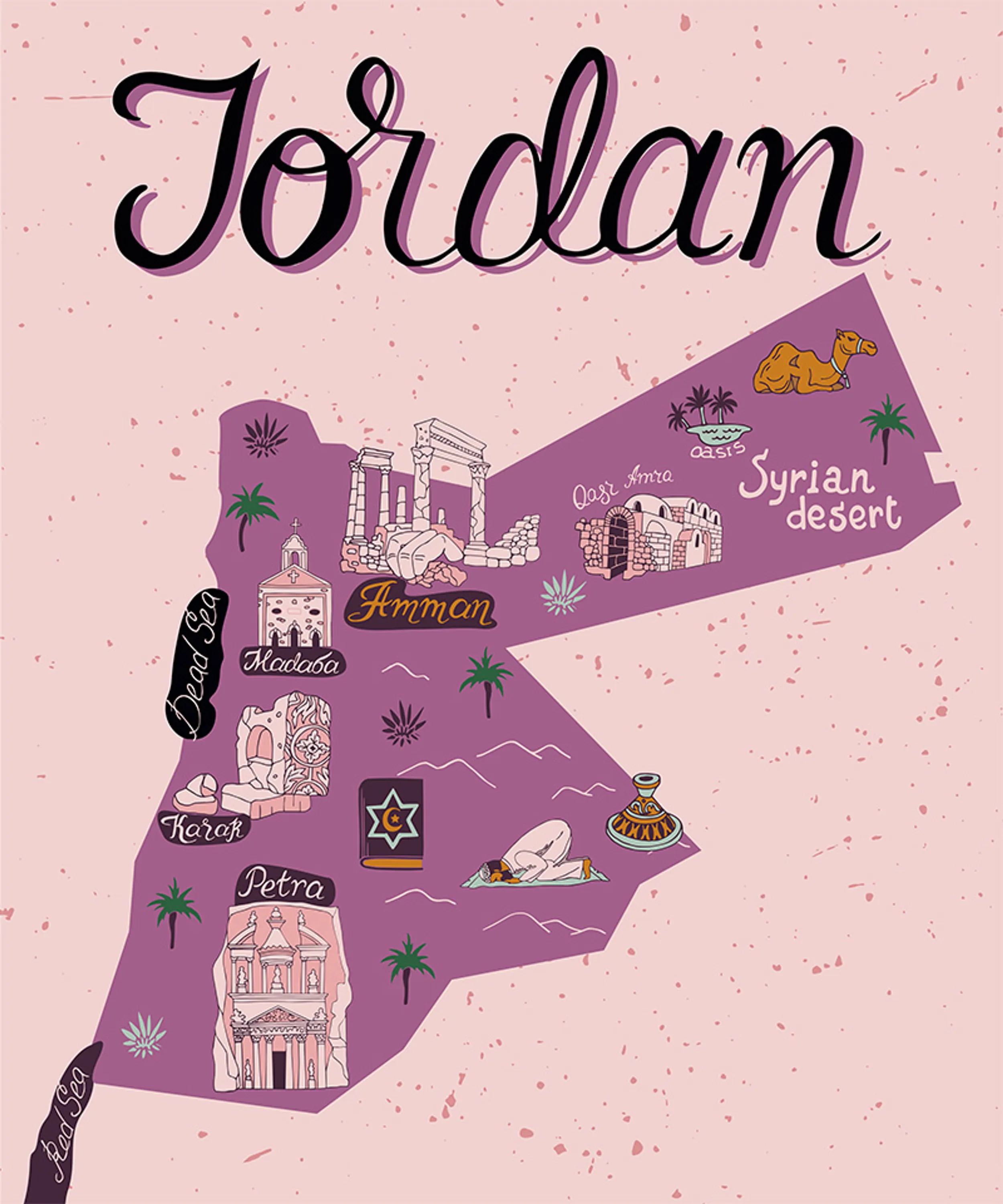 Illustrierte Karte von Jordanien