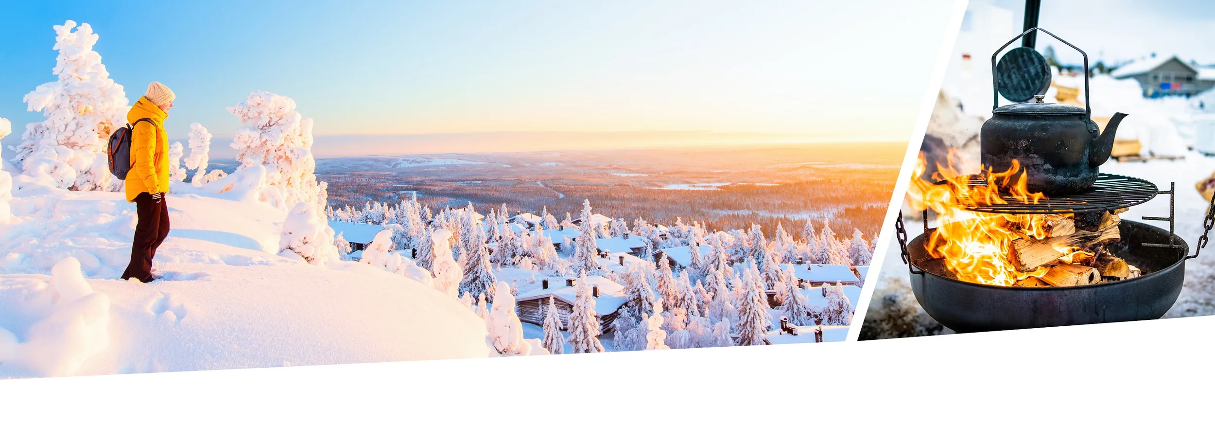 Ein Wanderer in der finnischen Schneelandschaft