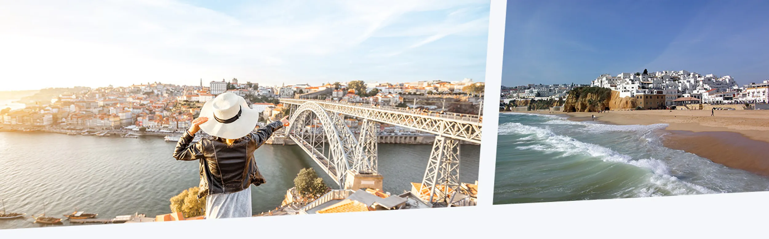 Fluss und Brücke in der Stadt Porto in Portugal
