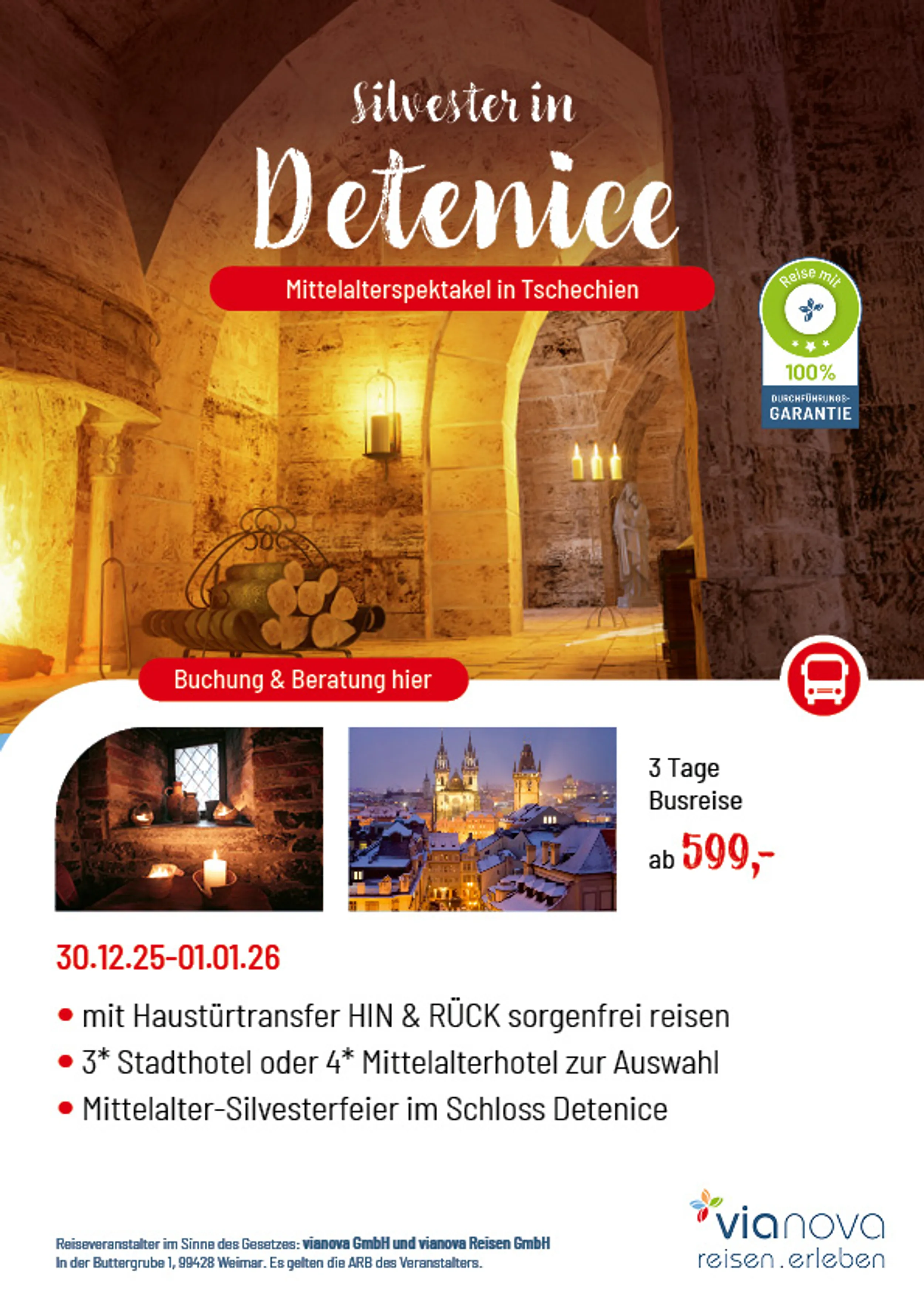 Silvester Detenice Schloss Mittelalter Kerzen