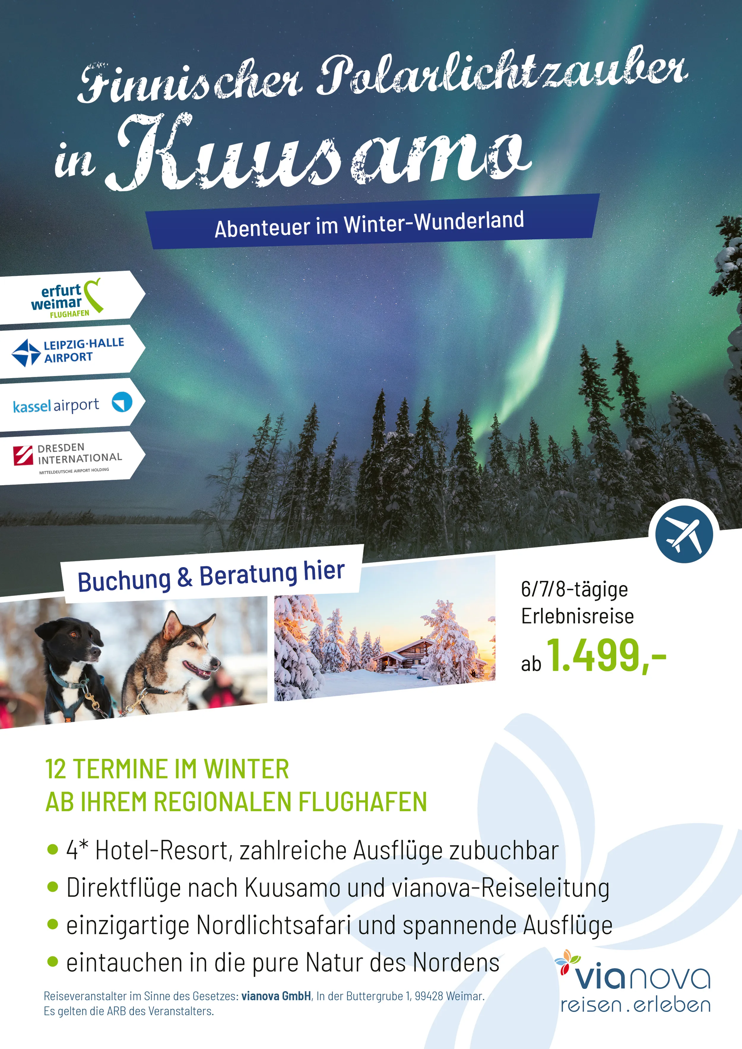 Winterwunderland Kuusamo ab ERF, LEJ, KSF, DRS