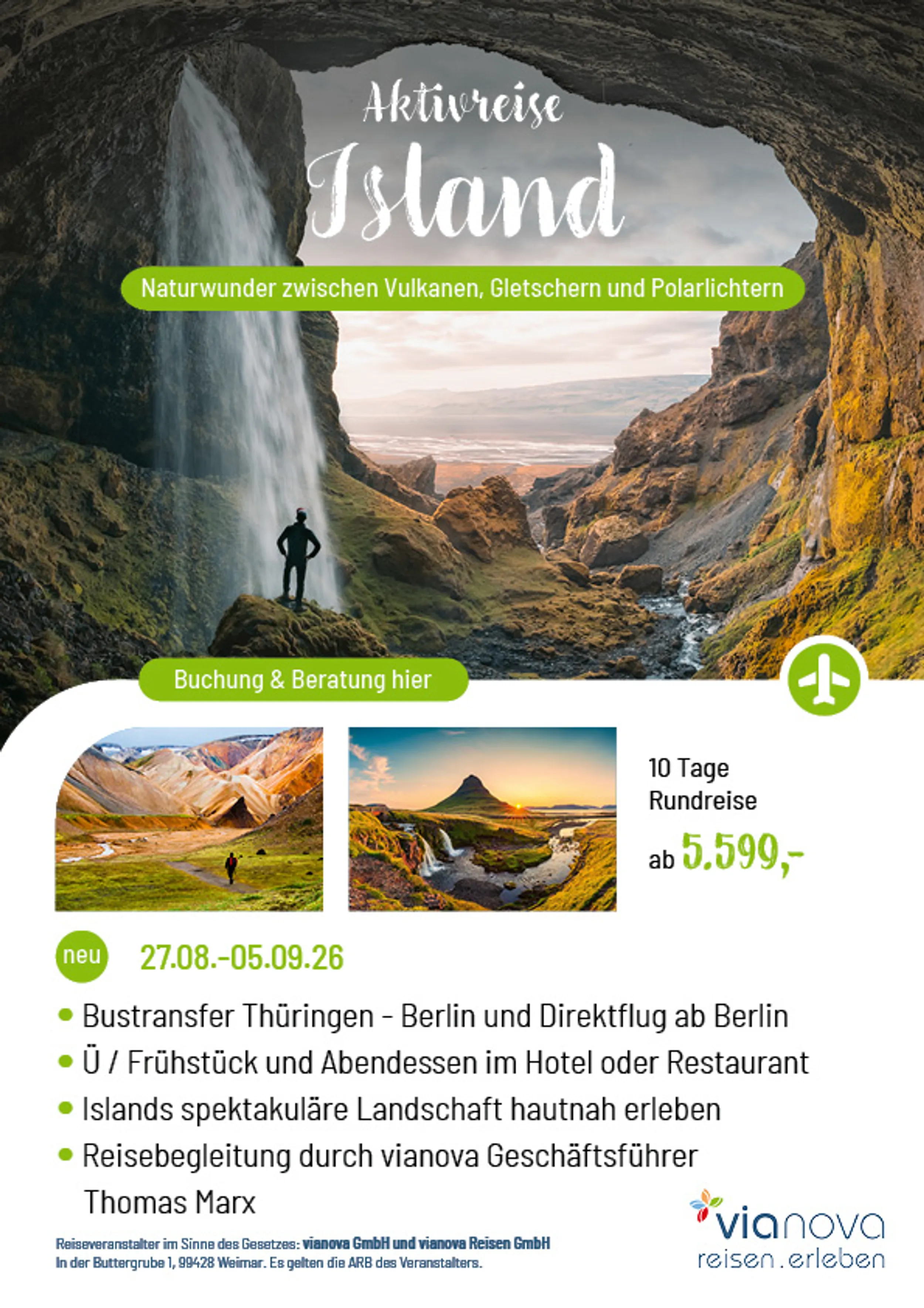 Aktivreise Island mit Hochlandüberquerung direkt ab Erfurt