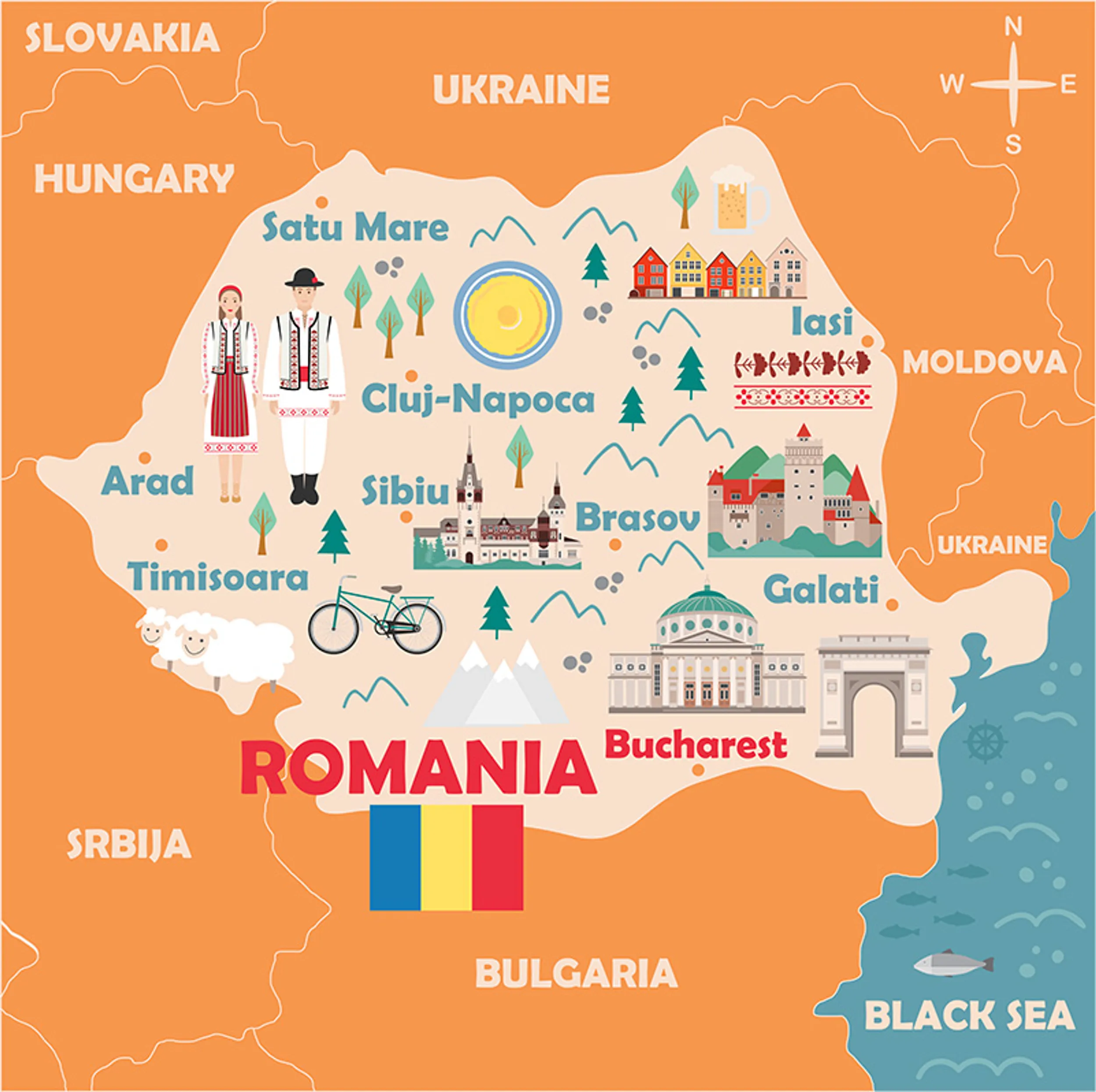 illustrierte Landkarte von Rumänien
