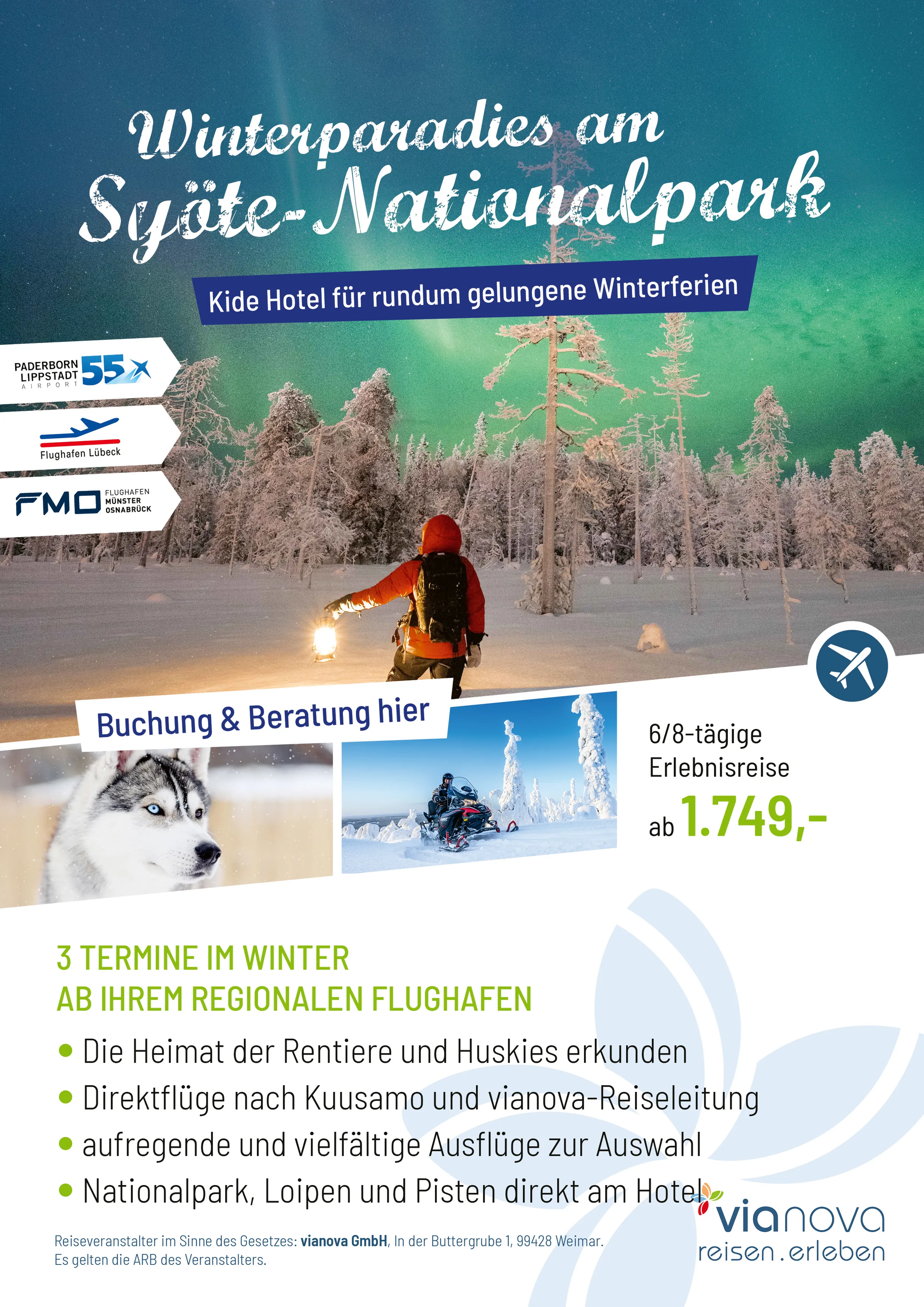 Winterparadies am Syöte Nationalpark ab FMO, PAD, LBC