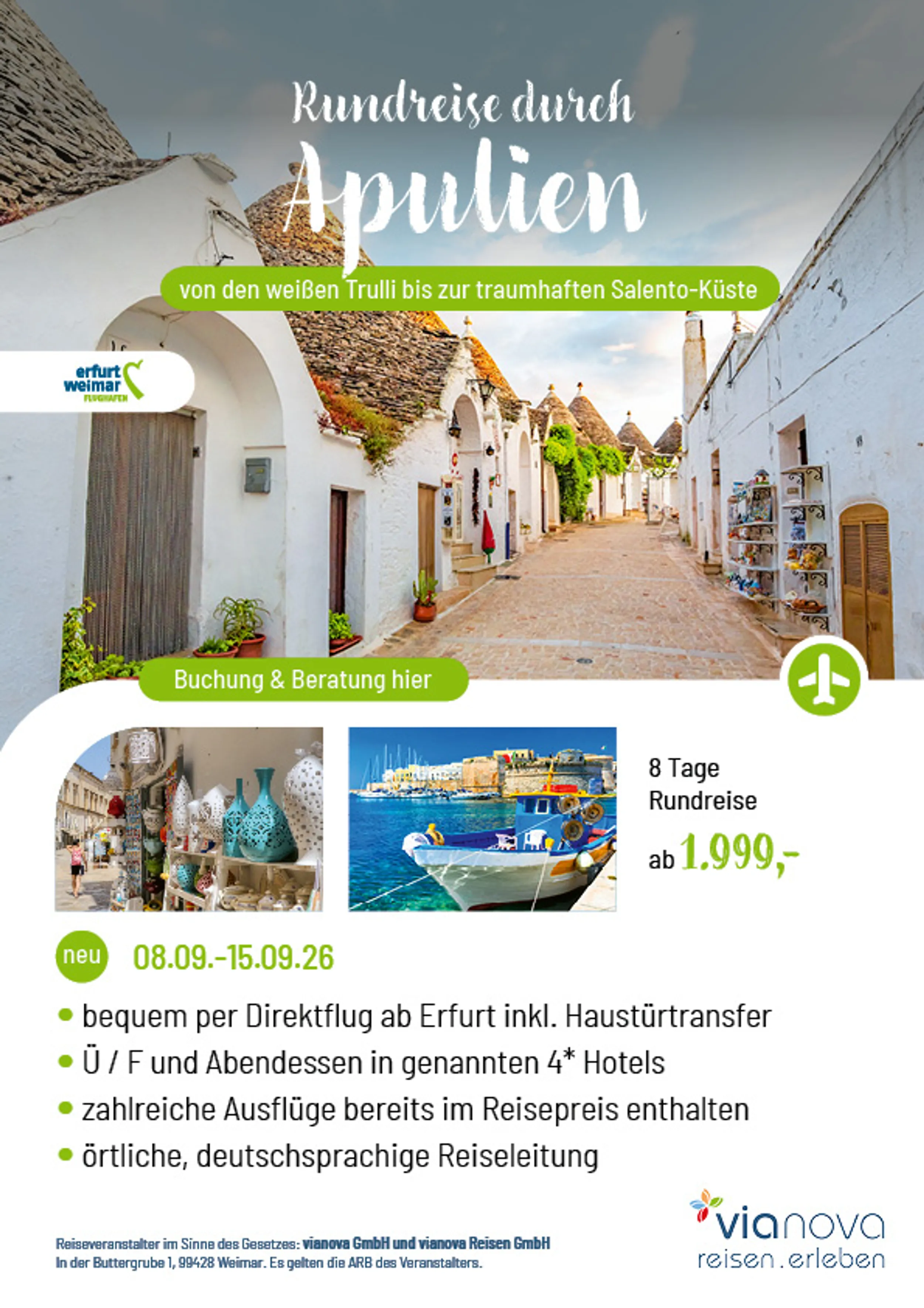 Apulien Rundreise im Spätsommer ab Erfurt