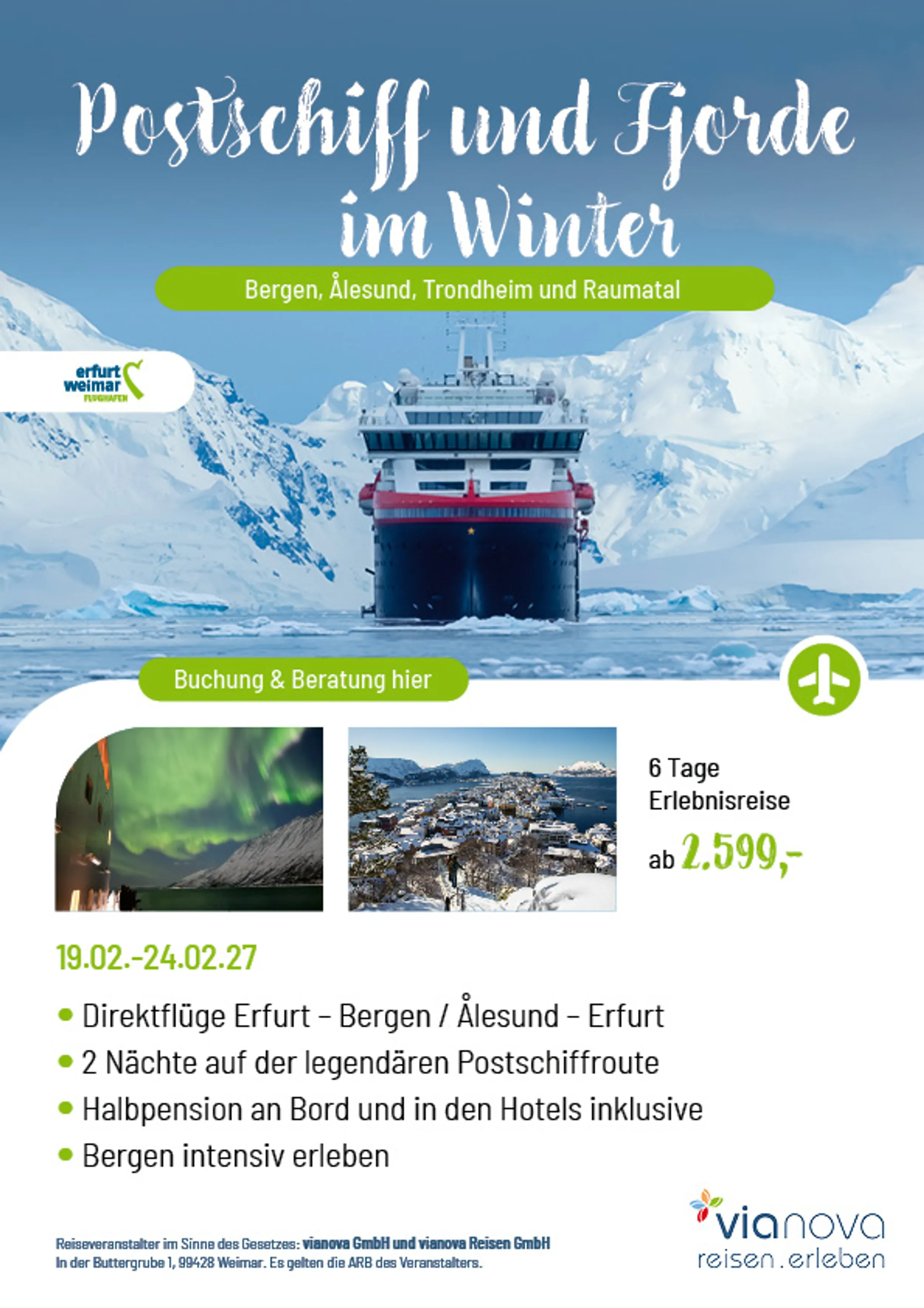 Flyer Postschiff Fjorde Norwegen Winter Erfurt Flyer Postschiff Fjorde Norwegen Winter Erfurt