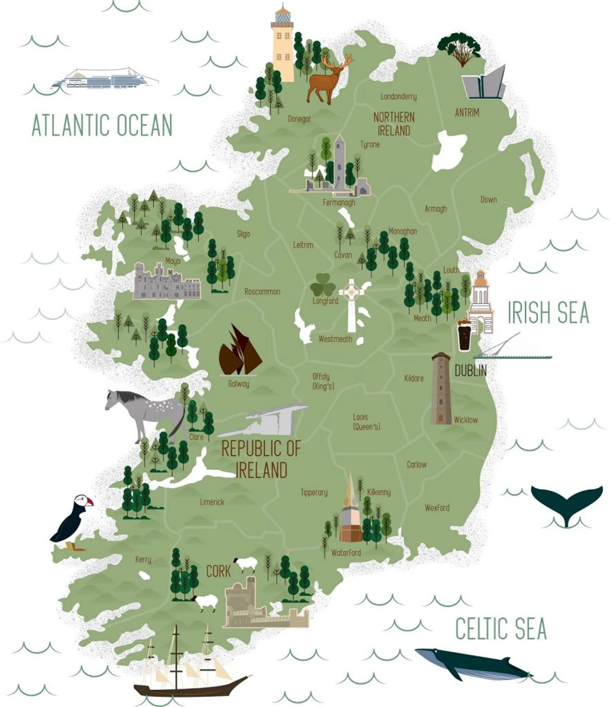 illustrierte Karte von Irland