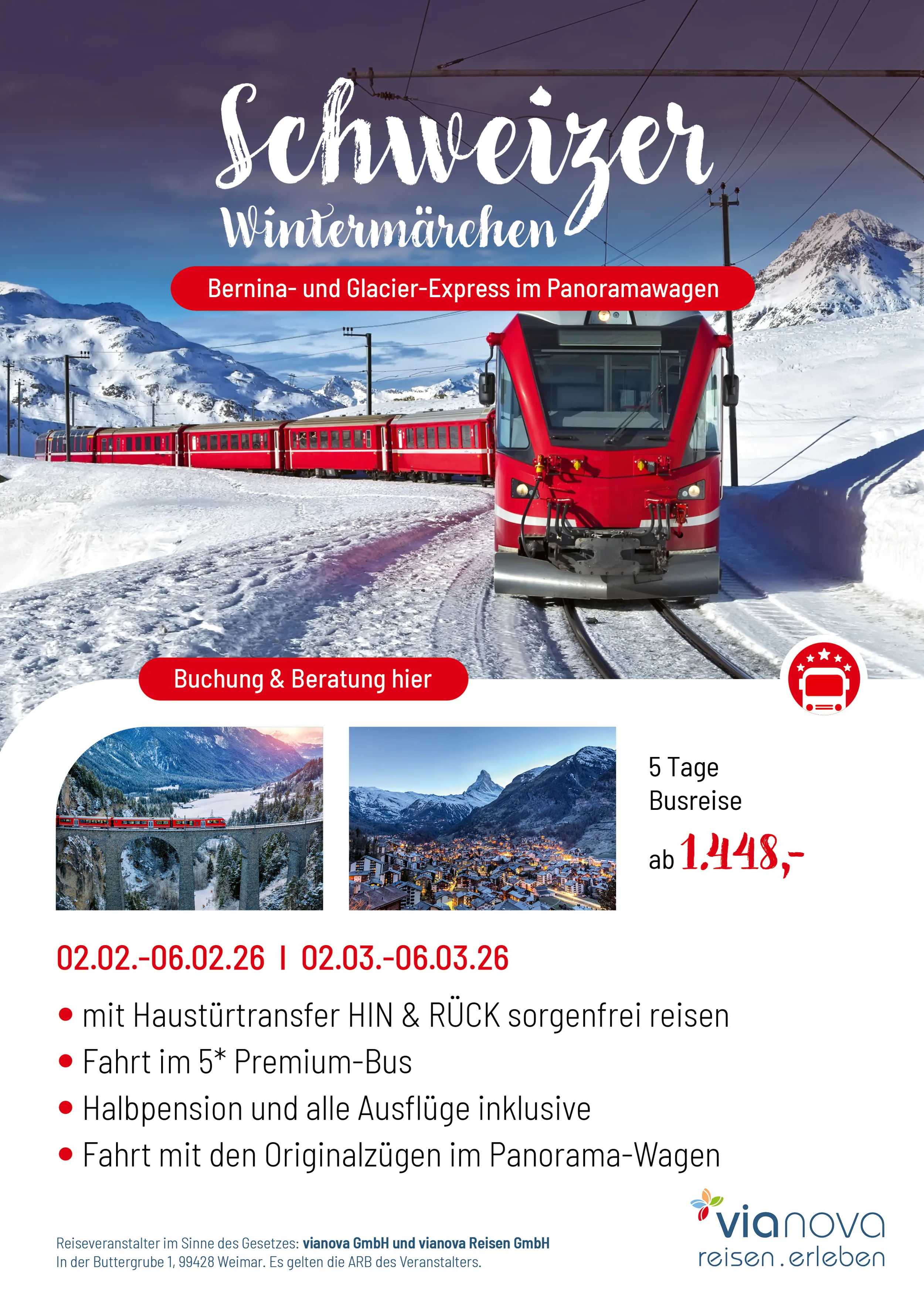 Zug Schnee Schweiz Winter Glacier Express Bernina