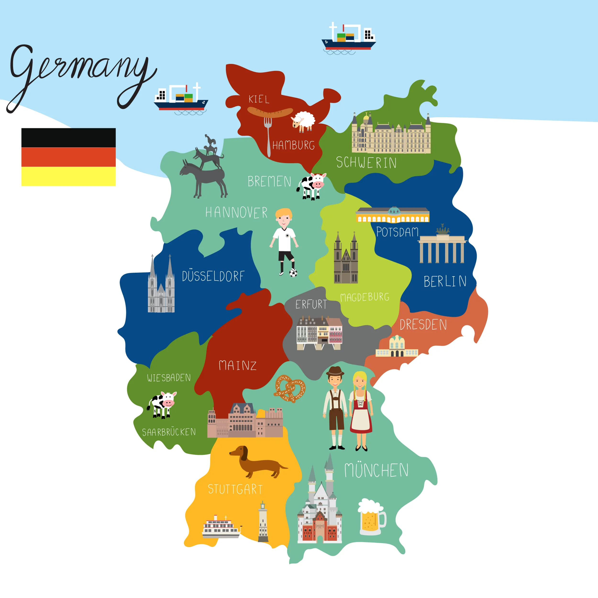 illustrierte Karte von Deutschland