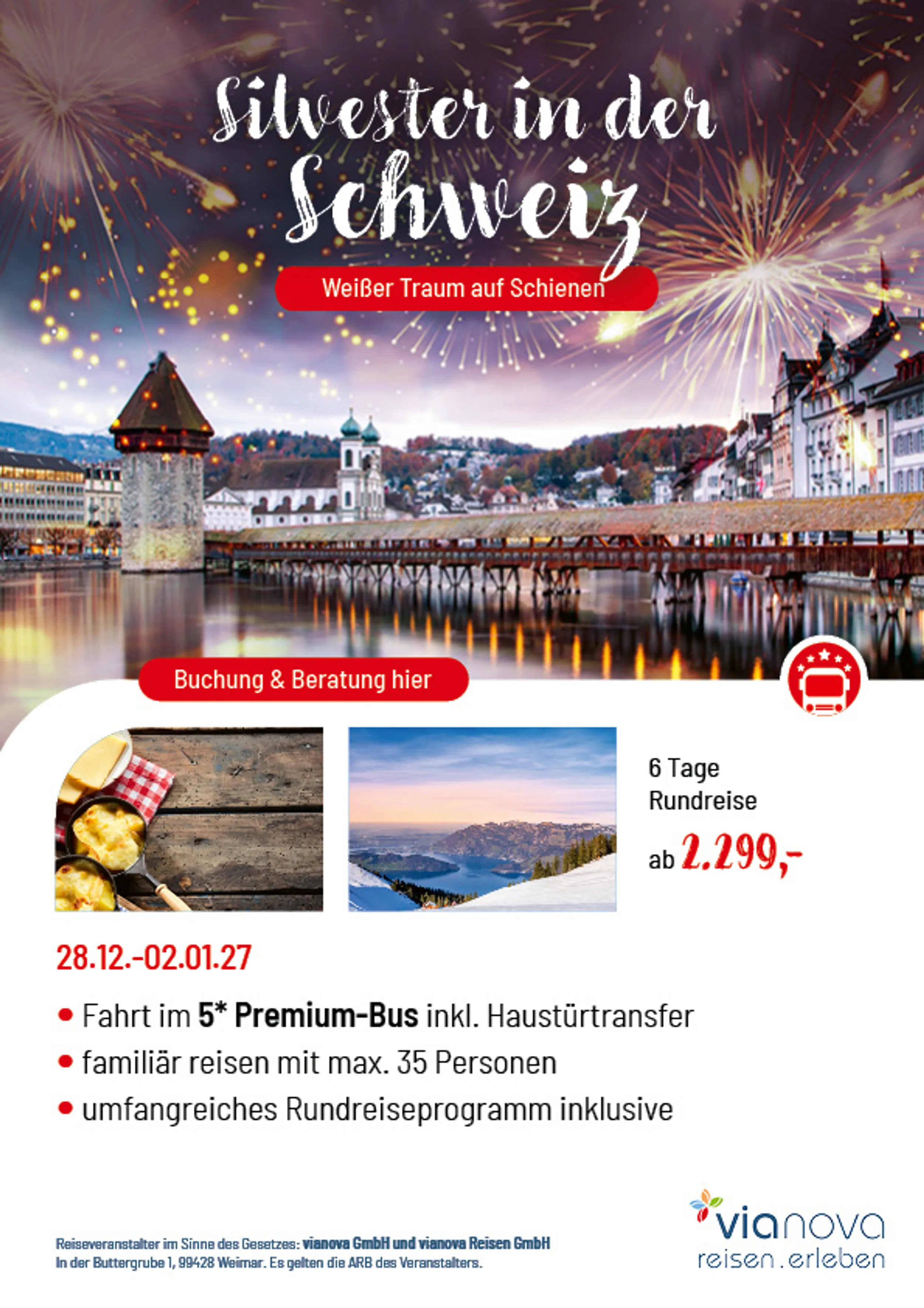 Luzern Seebrücke Silvester Winter Feuerwerk Raclette